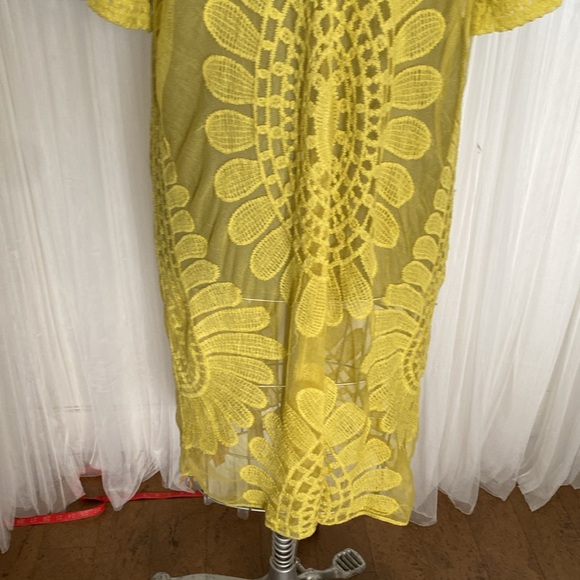 Klasiks yellow gold embroidery duster kimono! Boho, beach one size - Picture 6 of 16